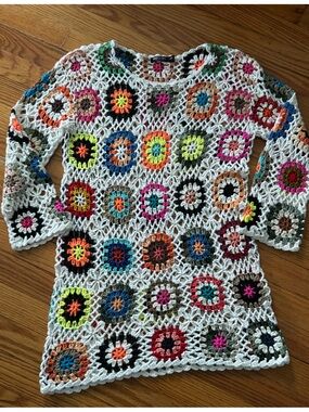 Nasty Gal Crochet with Bright Multicolor Circles swimsuit, cover-up